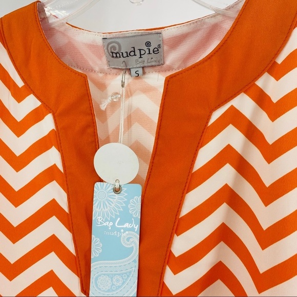 Mud Pie Mini Dress Tangerine Game Day Lightweight Summer Classic Shift Sz S. #A6 - Picture 3 of 5